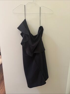 Cache Black Strapless Ruffle Dress